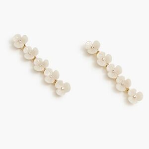 J. Crew White Floral Earrings  Golden Tone Accents statement Ear Post earrings
